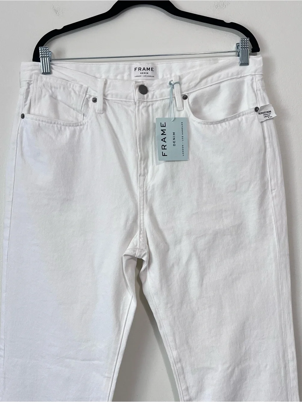 FRAME Denim Le High Oversized Cuffed Straight Leg White Jeans 31 NWT - Picture 3 of 11